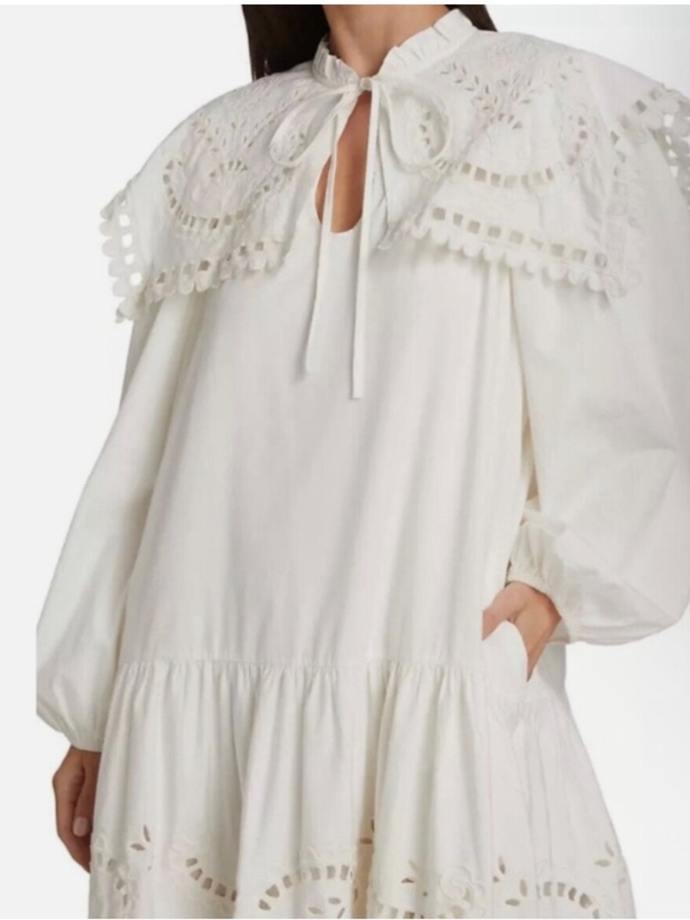 NWT Sea New York Santos eyelet dress size s lace collar - Picture 2 of 11